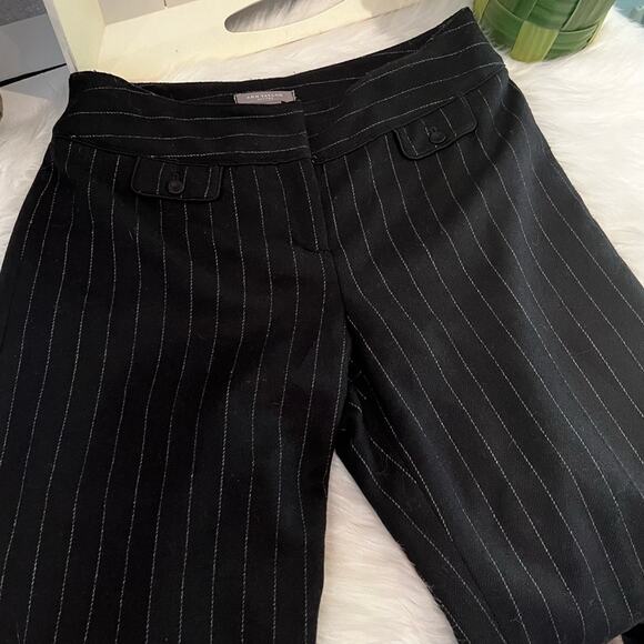 NEW Ann Taylor Pinstriped Wide Leg Cropped Cuffed Career Capri Suit Trousers 4P - Picture 8 of 13